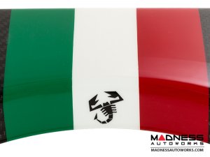 FIAT 500 Parcel Shelf - Carbon Fiber - Italian Racing Stripe w/ Black Scorpion  